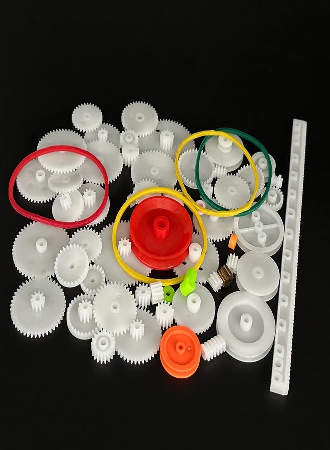 URIMPAVIDO 60PCS Small Gear Kit Plastic Gears Belt Pulley Single Gear Spindle Gear Small Motor Gears for DC Motor RC Car Robot Model Toy DIY Gear Replacement - Image 2